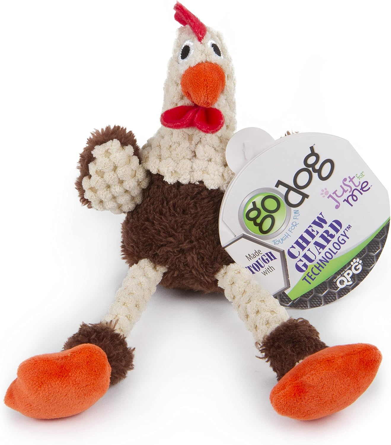 goDog Checkers Just for Me Skinny Cow Squeaky Plush Dog Toy, Chew Guard Technology - White, Mini