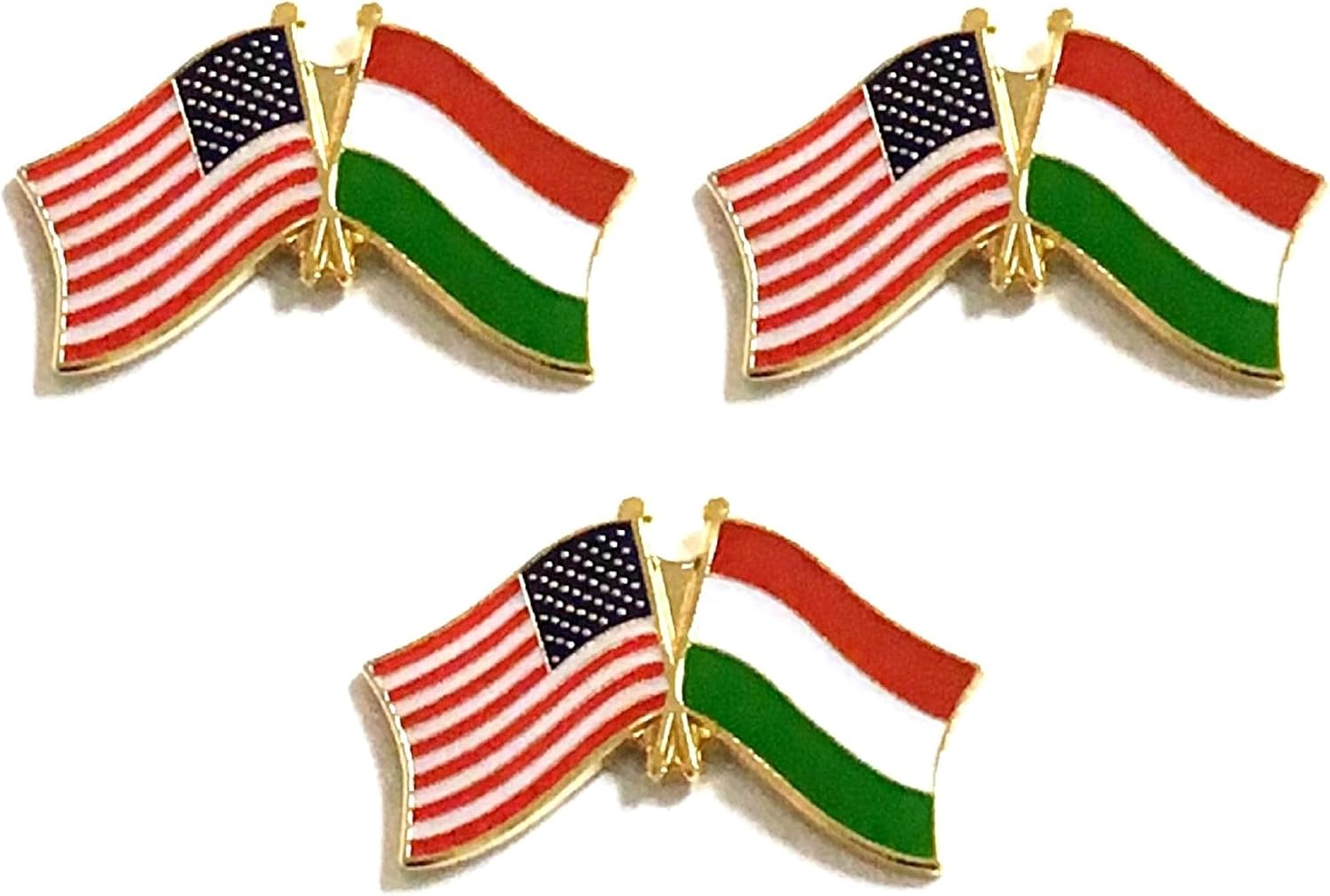 3 National Country Flag Crossed Enamel Flag Pins Pack of 3 Friendship Double Flags