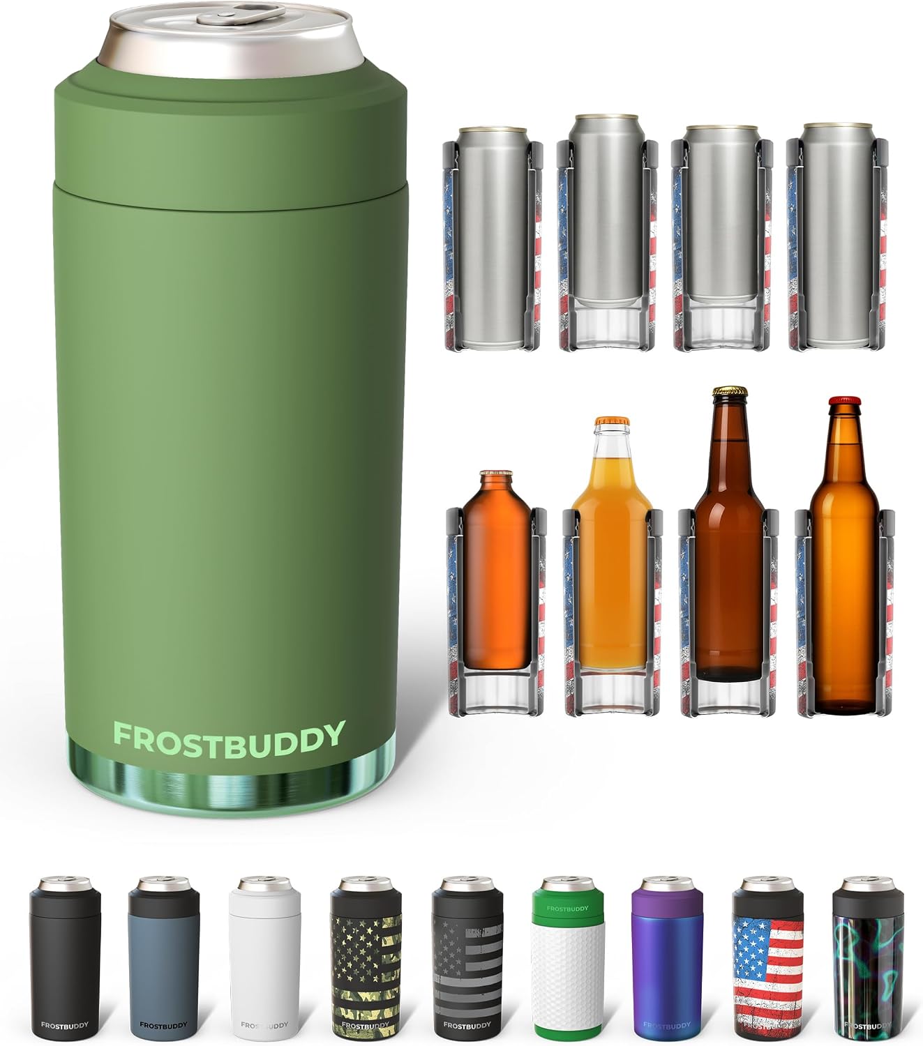 Frost Buddy Universal Can Cooler - Fits Slim Cans, 12 & 16oz (MatteBlack)