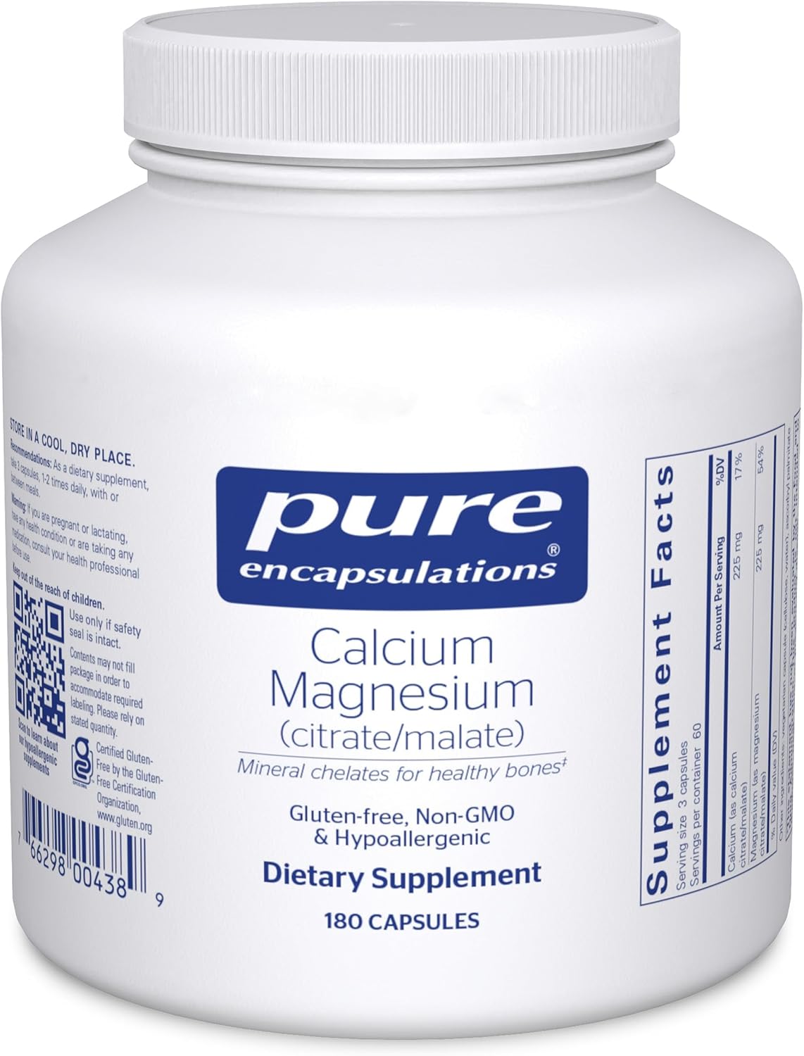 Pure Encapsulations Calcium Magnesium (Citrate/Malate) | Supplement to Support Bone and Cardiovascular Health* | 180 Capsules | Supplement to