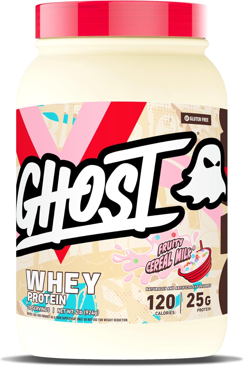 GHOST Whey Protein Powder, Milk Chocolate - 2LB, 25G of Protein | Whey Protein Isolate & Concentrate Blend - Post Workout Nutrition Shake, Smoothies - Soy & Gluten-Free - 2LB Tub, 26 Servings