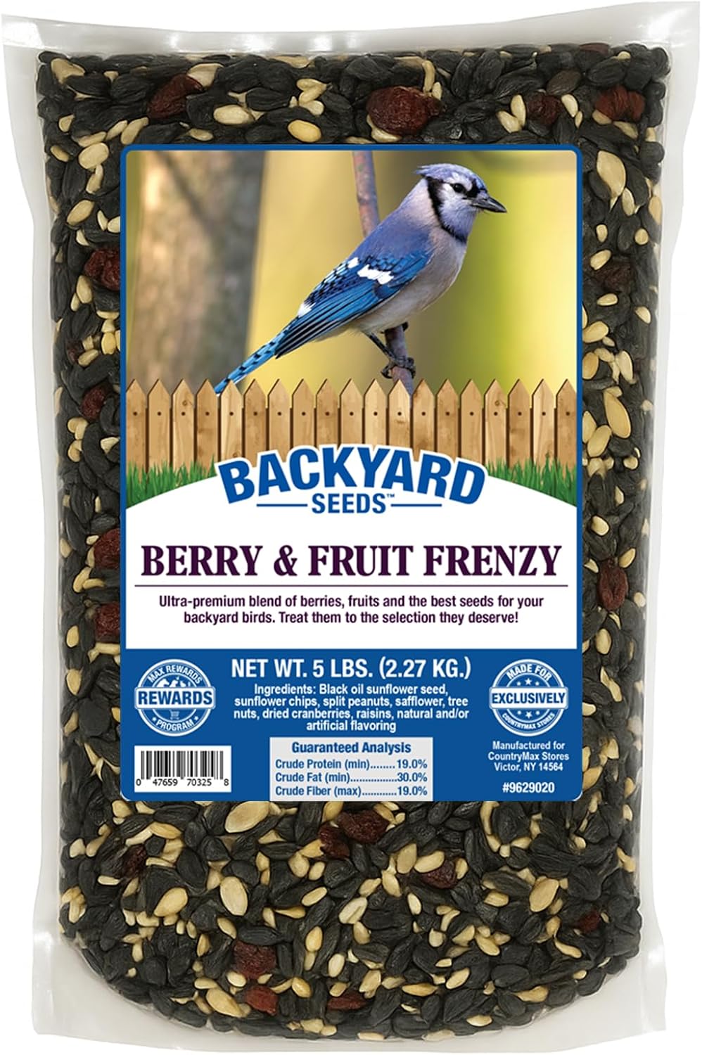 Backyard Seeds Woodpecker No-Waste Bird Seed Mix 5lbs - Premium Shelled Peanuts & Sunflower Chips, Small Bag of Wild Bird Food