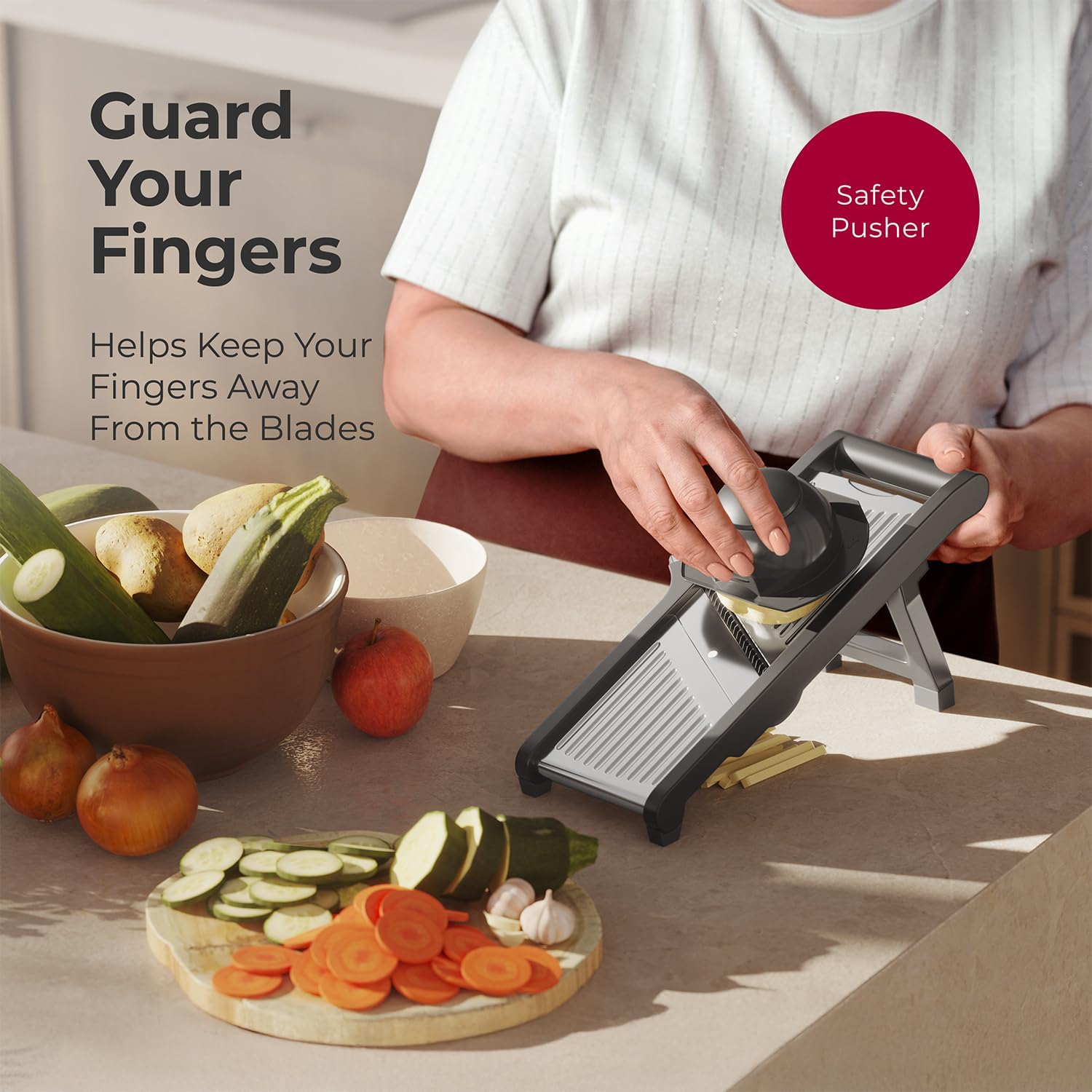 Mueller Austria Mandoline Slicer for Kitchen, Adjustable Vegetable Chopper, Fruit, Cheese Grater, Potato Chips Slicer - Black