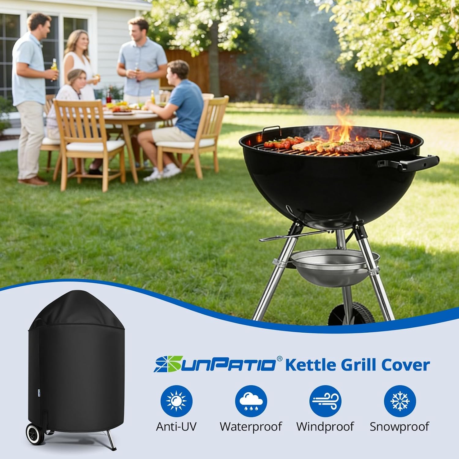 2 Burner Gas Grill Cover 32 inch, Heavy Duty Waterproof Small BBQ Grilling Cover, Compatible for Weber Char-Broil Nexgrill and More Grills with Collapsed Side Tables, All Weather Protection