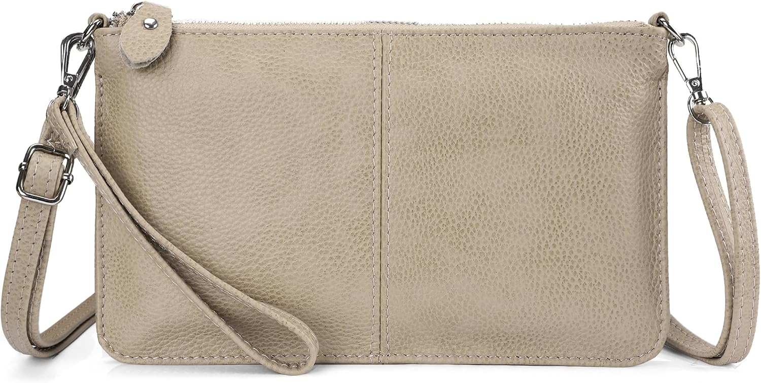 befen Genuine Leather Small Crossbody Bags for Women Wristlet Wallet Purses | Real Leather, RFID Blocking Card Slots, Wristlet Strap, Clutch Purse, Fit iPhone 17 Pro Max, Leather Handbags