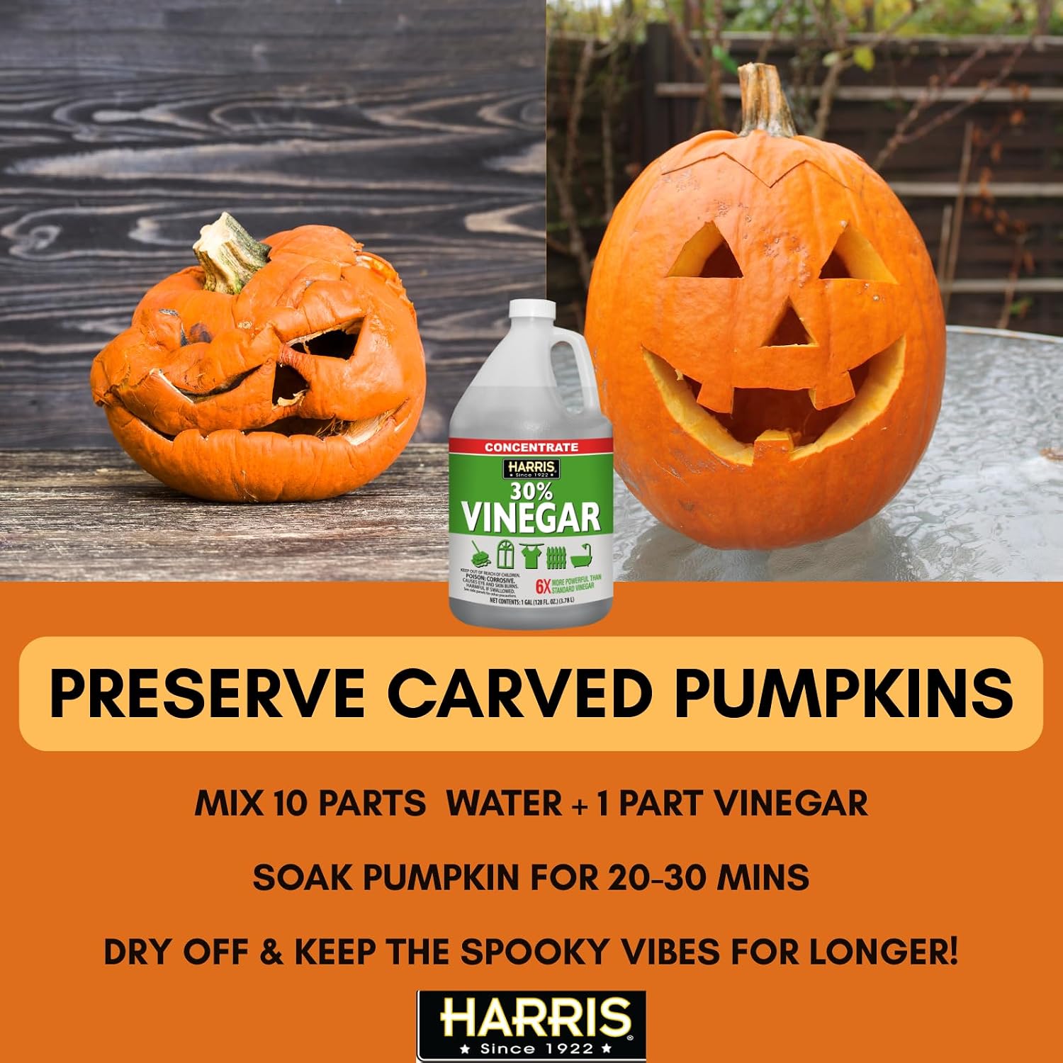 Harris Multi-Purpose Vinegar Household Surface Cleaner, Orange Scent, 128oz, Easy Pour Funnel Included