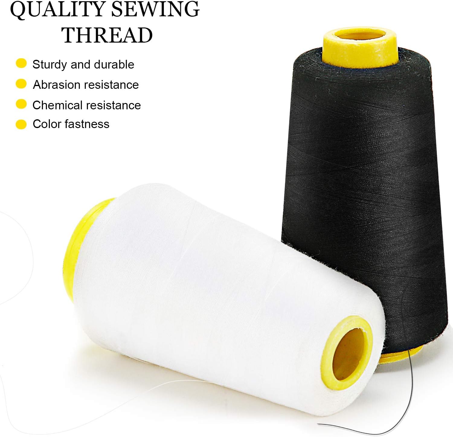 BBTO 6 Rolls 3000 Yard Each Serger Thread Polyester Cones Spool Thread for Sewing Serger Overlock Quilting Sewing Machine (Black, White, Beige, Grey