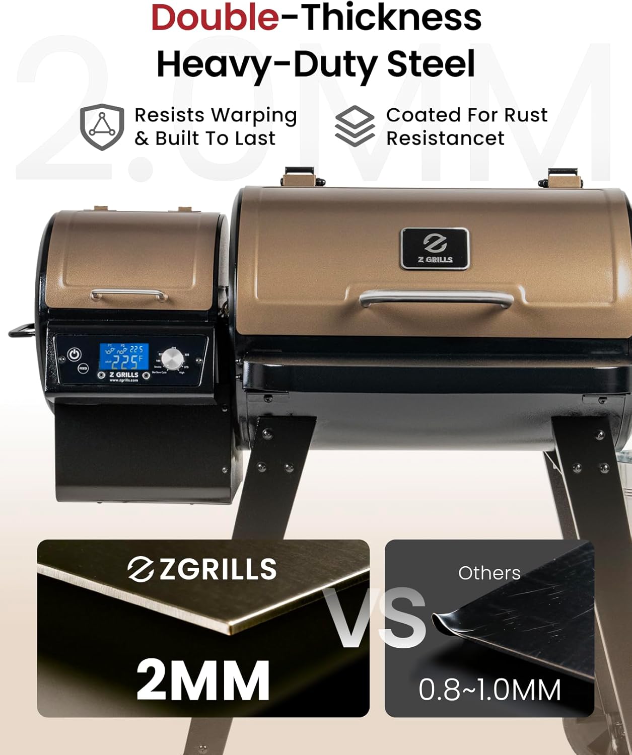 Z GRILLS Wood Pellet Smoker Grill, 8 in 1 BBQ Grill with Auto Temperature Control, 697 sq in Cooking Area for Backyard, Patio and Outdoor Cooking, 7002E, Sliver