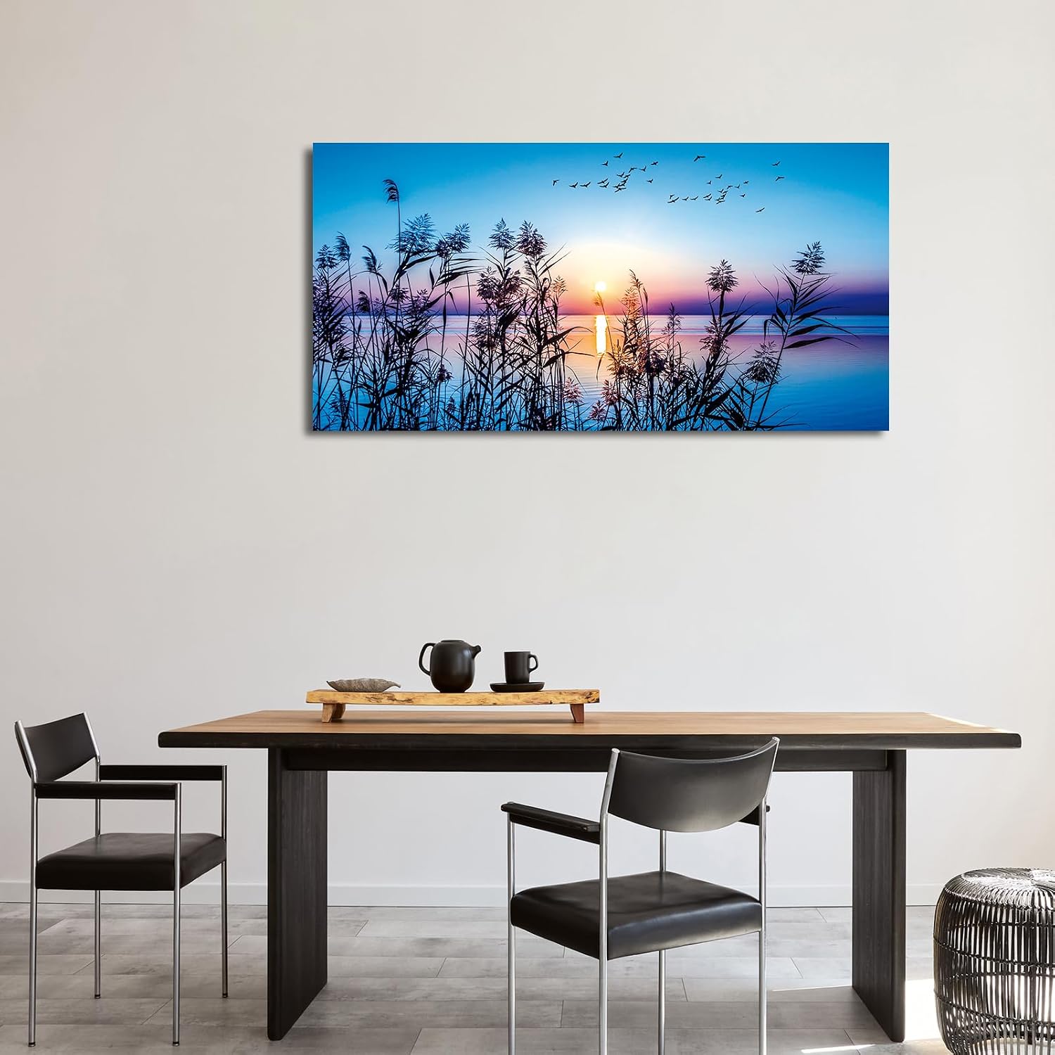 arteWOODS Ocean Wave Canvas Wall Art Beach Sunset Pictures Coastal Nature Artwork Blue Sea Painting Prints for Living Room Bedroom Home Office Decoration 20" x 40"