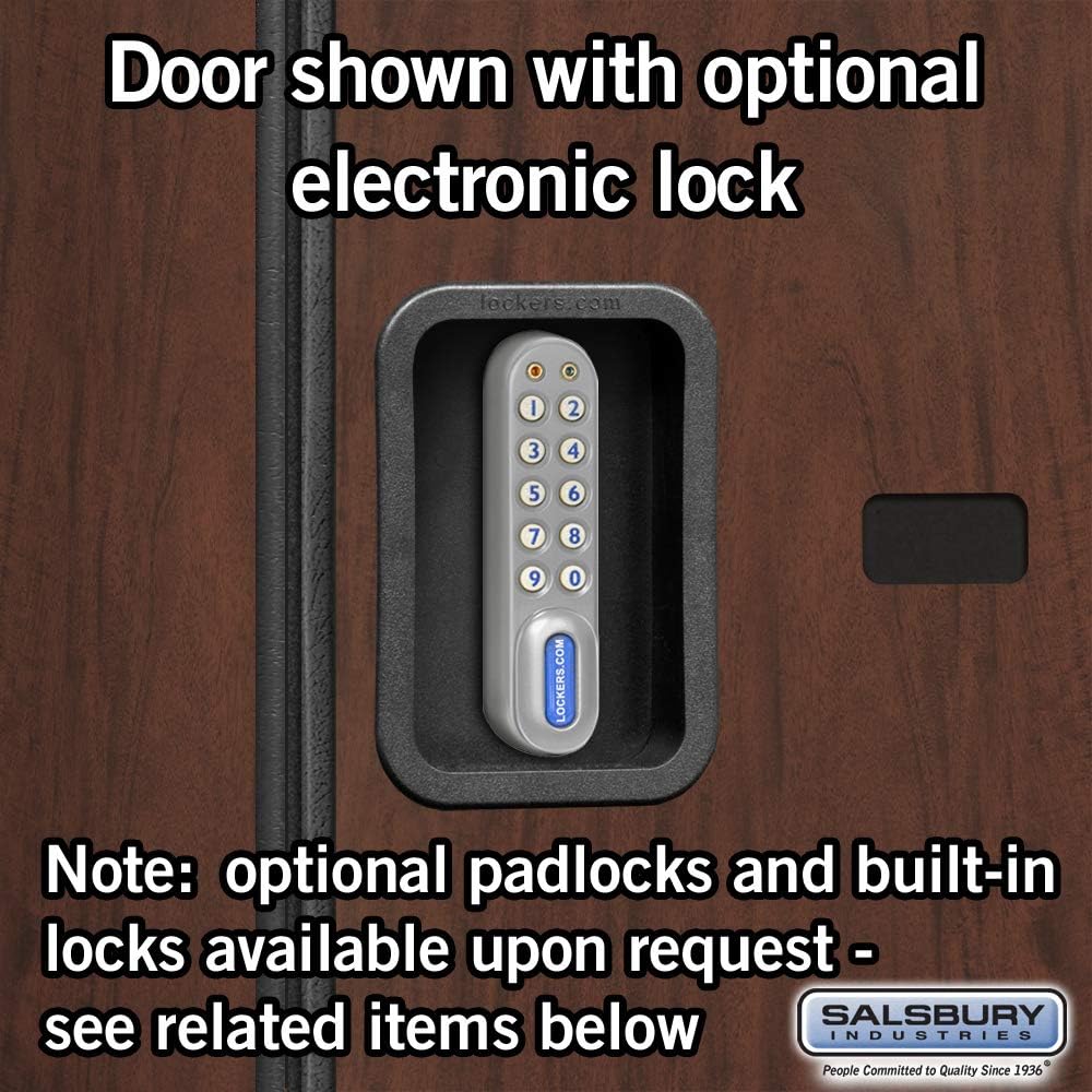 Salsbury Industries 2-Tier S-Style Designer Wood Locker with One Wide Storage Unit, 6-Feet High by 18-Inch Deep, Mahogany
