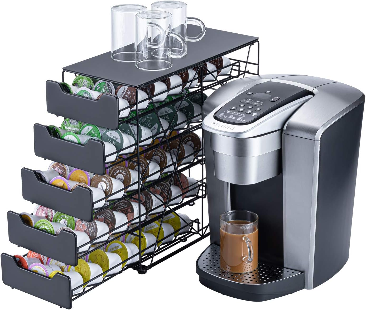 k cup Holders for Counter Small for Keurig k-cup Holder for mr Coffee for Tea (105 pods-5 tiers)