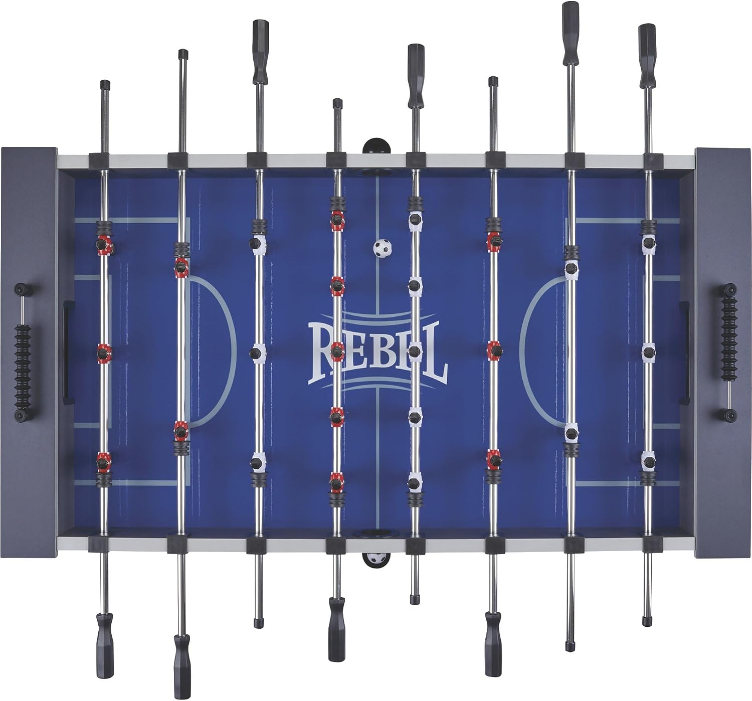 Fat Cat Rebel 4.5 Foot Foosball Table, Soccer Table Game with Quick Snap Rods, Blue Playing Field, Abacus Scoring, Includes 4 Foosball Balls