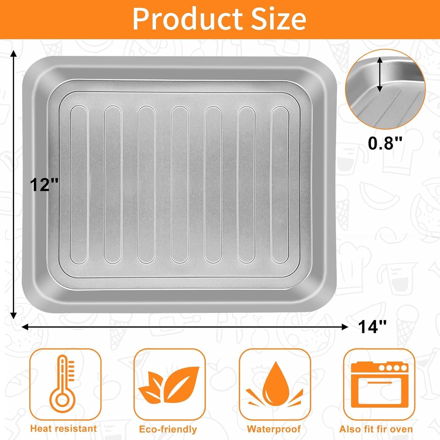 Air Fryer Grill Pan for Emeril Lagasse Everyday 360 Air Fryer, 12''×10'' Stainless Steel Air Fryer Accessories Replacement Crisper Tray Bake Pan, Not fit for Emeril Lagasse 26 QT 25 QT French Door