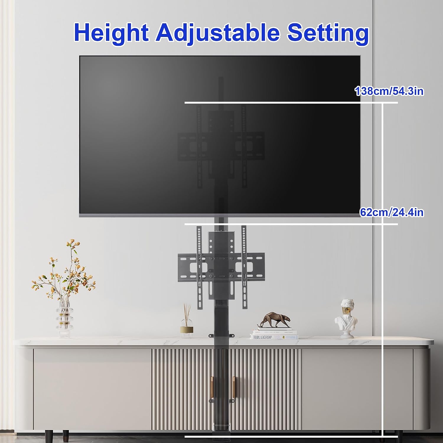 Fromann Motorized TV Lift Mount with Remote for 32-55 Inch Height Adjustable TV Lift Stand, Load Capacity 132Lbs, Stroke Length 29.9 Inches