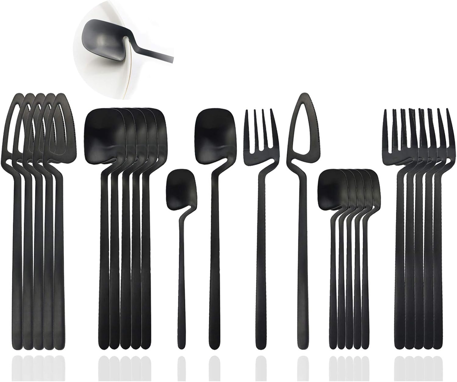 JASHII Silverware Set Satin Finish 24-Piece Stainless Steel Flatware Set Kitchen Utensil Set Service for 6 Tableware Cutlery Set Dishwasher Safe