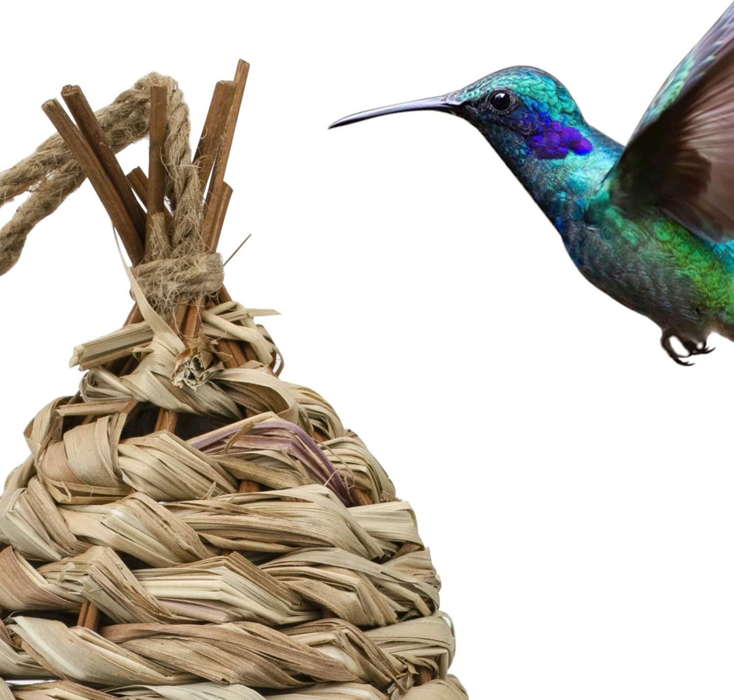 Yesland 4 Pack Hand Woven Hummingbird House, 9 x 4 Inches Bird Hut and Hummingbird Houses Nest