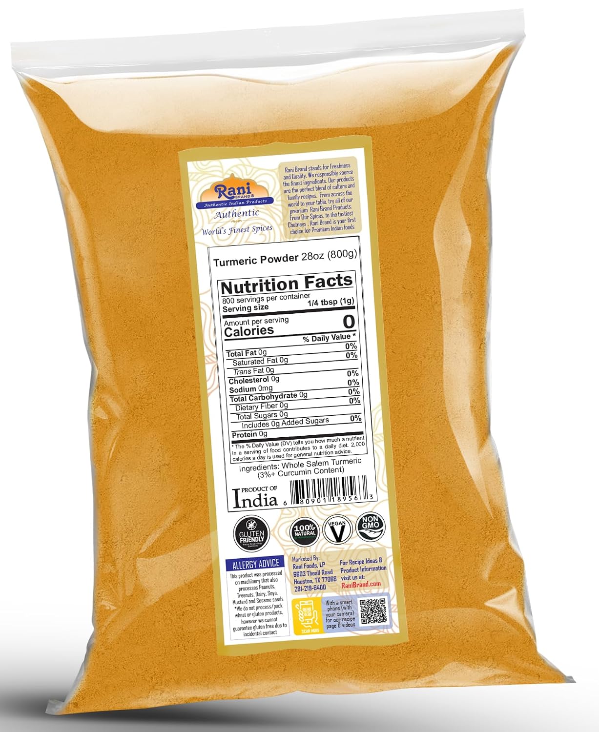 Rani Turmeric (Haldi) Root Whole Spice, Dried 7oz (200g) ~ All Natural | 100% Pure | Vegan | Gluten Friendly | NON-GMO | Kosher | Indian Origin