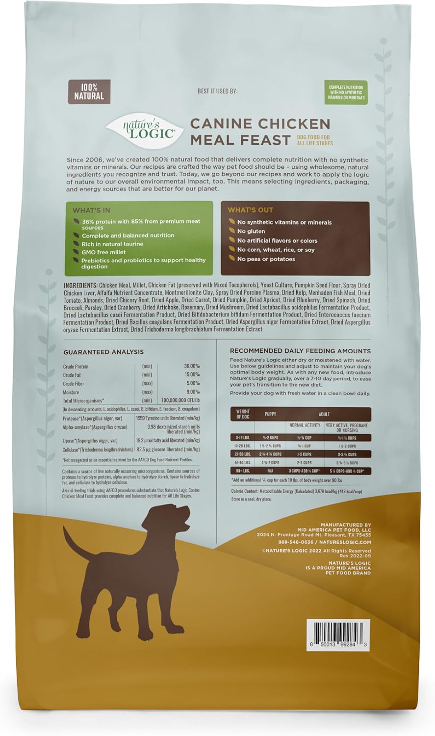 NATURE'S LOGIC Dry Dog Food - Beef Meal Feast Dry Kibble, 13 lb