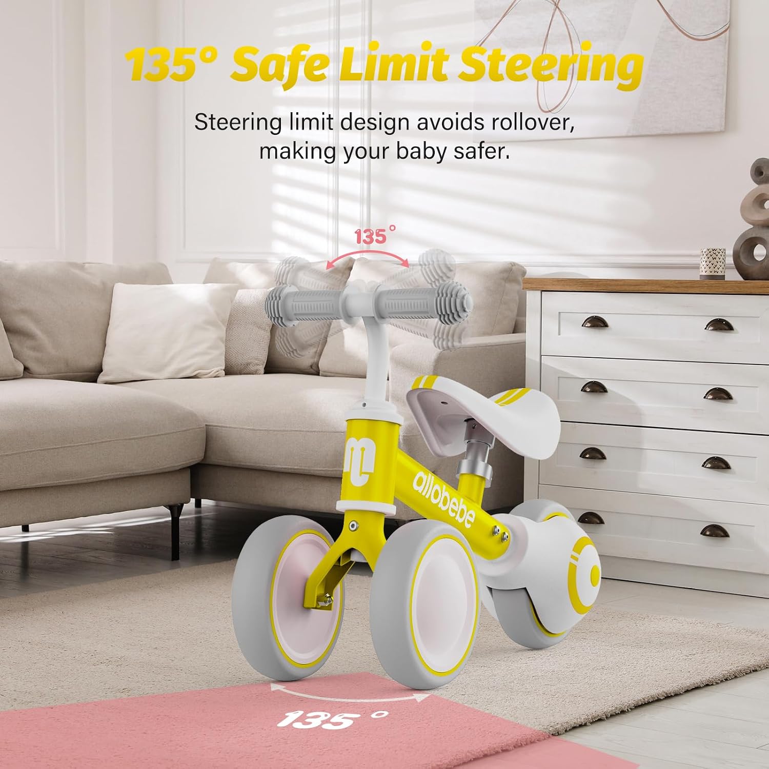 Baby Balance Bike, Cute Toddler Bikes 12-36 Months Gifts for 1 Year Old Girl Bike to Train Baby from Standing to Running with Adjustable Seat Silent & Soft 3 Wheels
