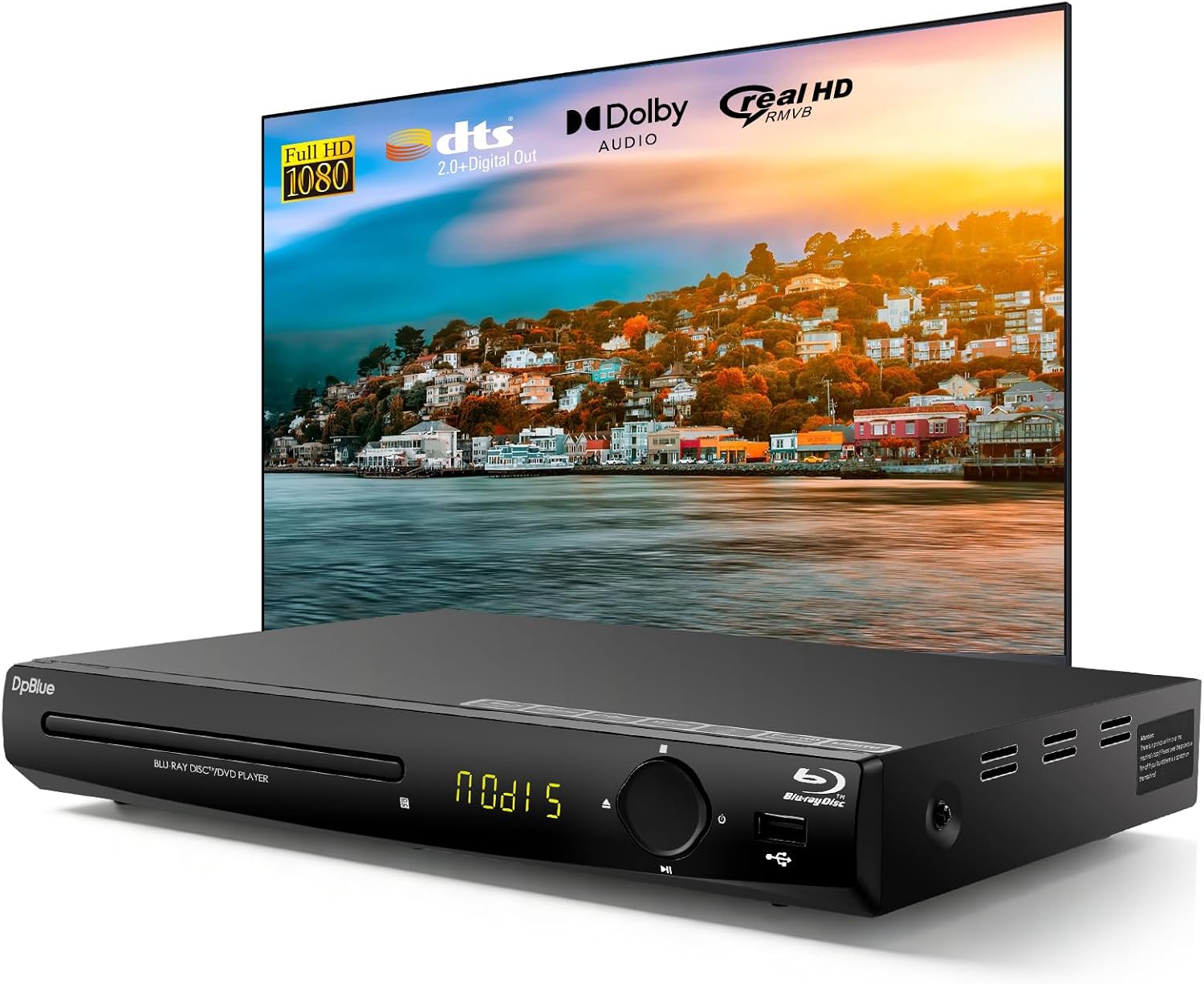 1080P Full HD Blu-ray DVD Player for TV/Projector, HDMI/AV/Coaxial Outputs | Home Theater Blu Ray Player Support Region A/1 Blu-ray Discs, CD DVDs VCD