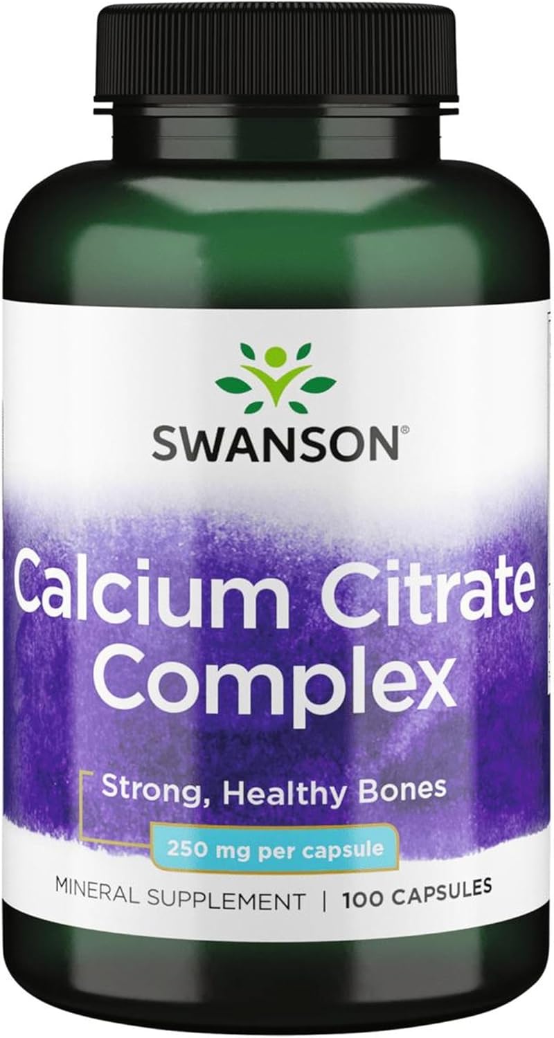 Swanson Calcium Citrate Complex Bone Health 250 mg, 100 Capsules | Supports Bone Density