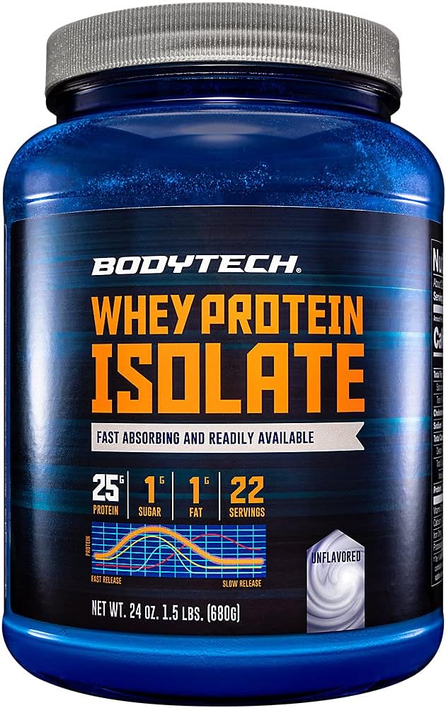 BodyTech Whey Protein Isolate Powder, French Vanilla, 1.5 LB, 23 Servings | 25G Protein per Serving, High Concentrated Protein Powder With Amino Acids & BCAAs for Men and Women, Gluten Free