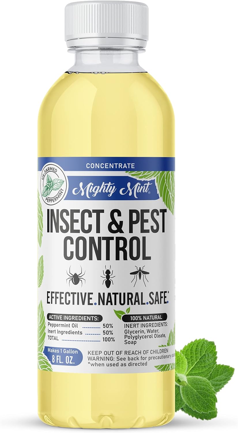 Mighty Mint Peppermint Oil Insect Repellent Spray, 16 oz | Natural Indoor & Outdoor Bug Control for Spiders, Ants, Roaches, Plant-Based, Extra-Strong Formula with Microfiber Cloth