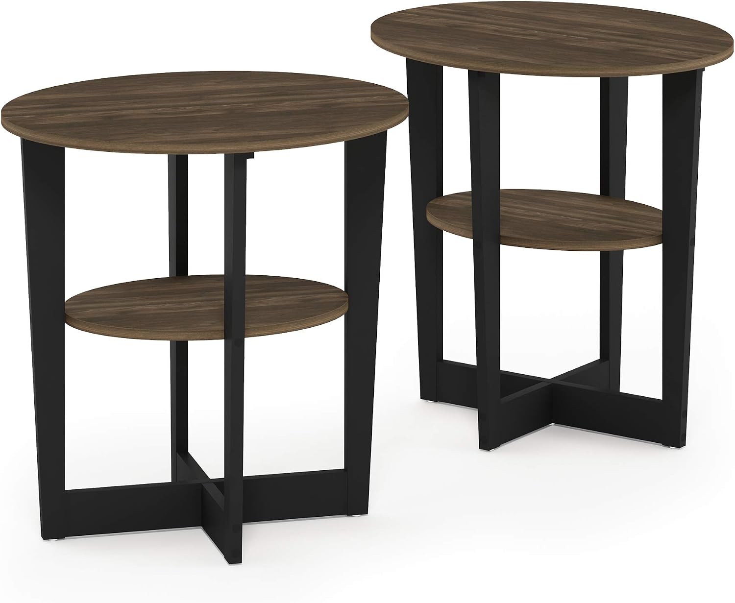 Furinno SIMPLE DESIGN Side Table, 2-Tier Modern End Table with Soft Edges, Open Shelves Night Stand, Bedside Table, for Living Room, Bedroom, French Oak