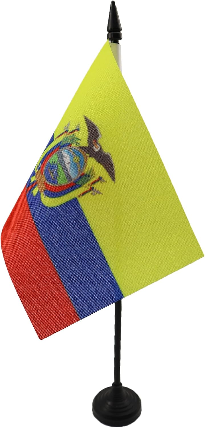 AZ FLAG Nicaragua Table Flag 4x6 in 100D Polyester Plastic Base | Indoor use Nicaraguan 15x10 cm desk flag stitched finish with reinforced edges with plastic pole