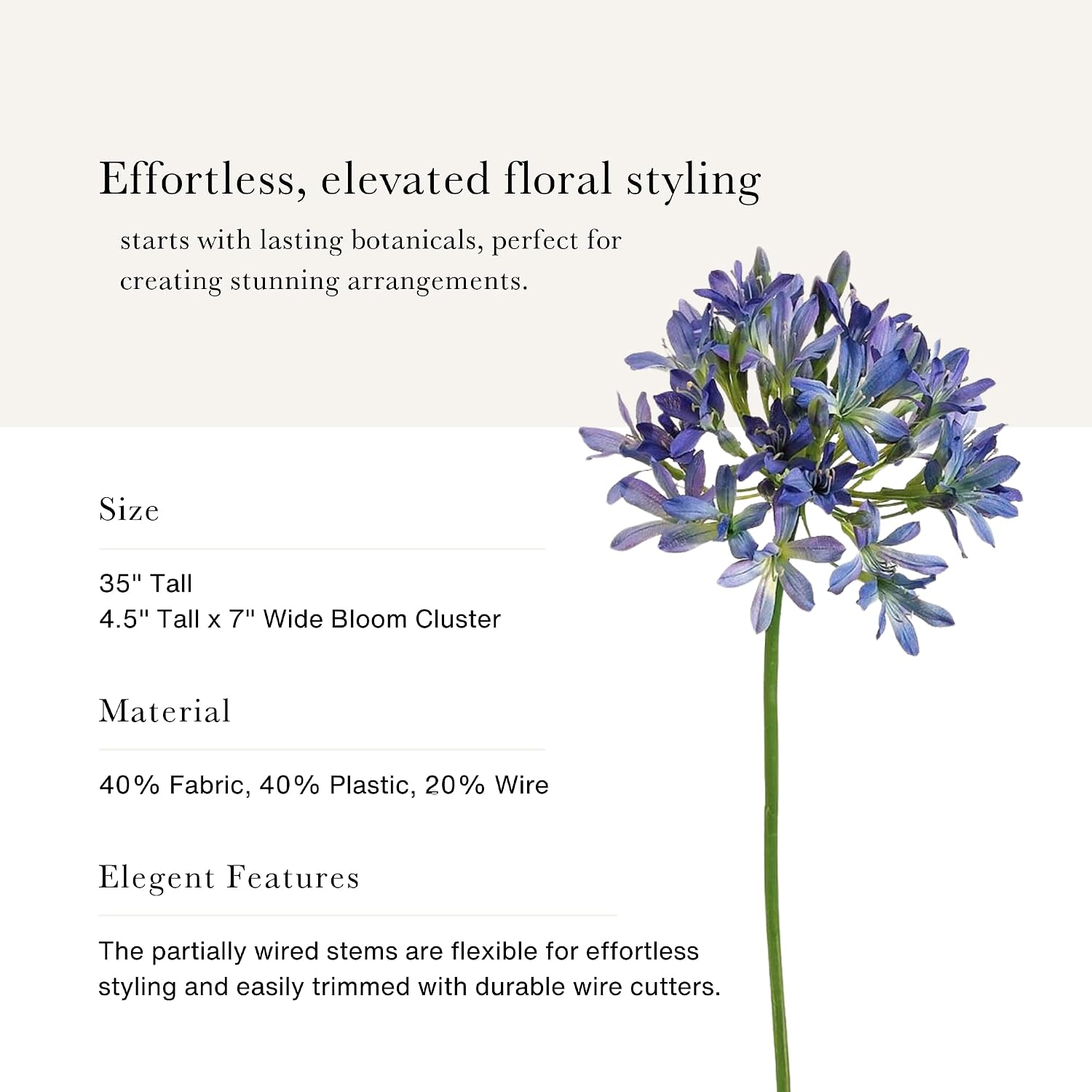 Purple and Blue Artificial Agapanthus - 35" by Radial
