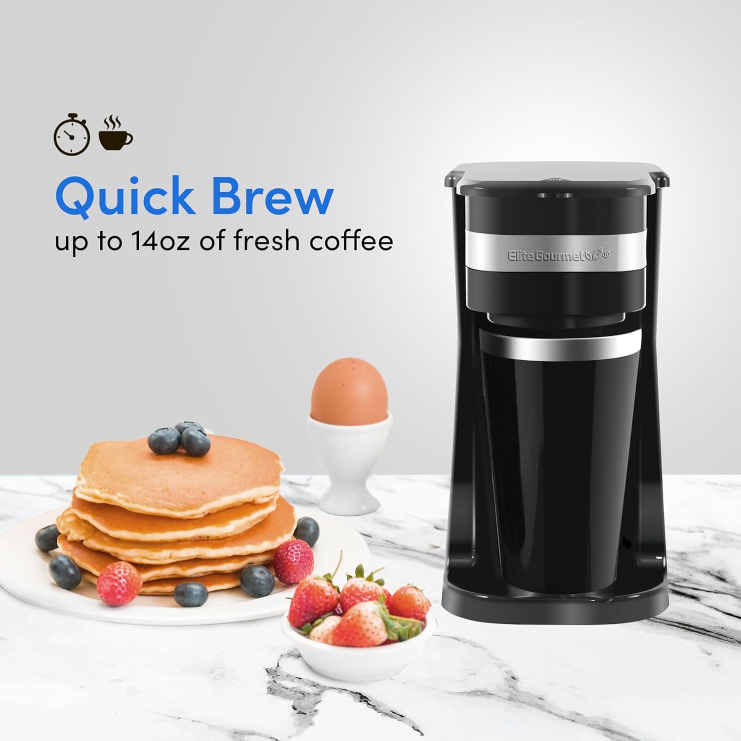 Elite Gourmet EHC111A Personal Single-Serve Compact Coffee Maker, Black