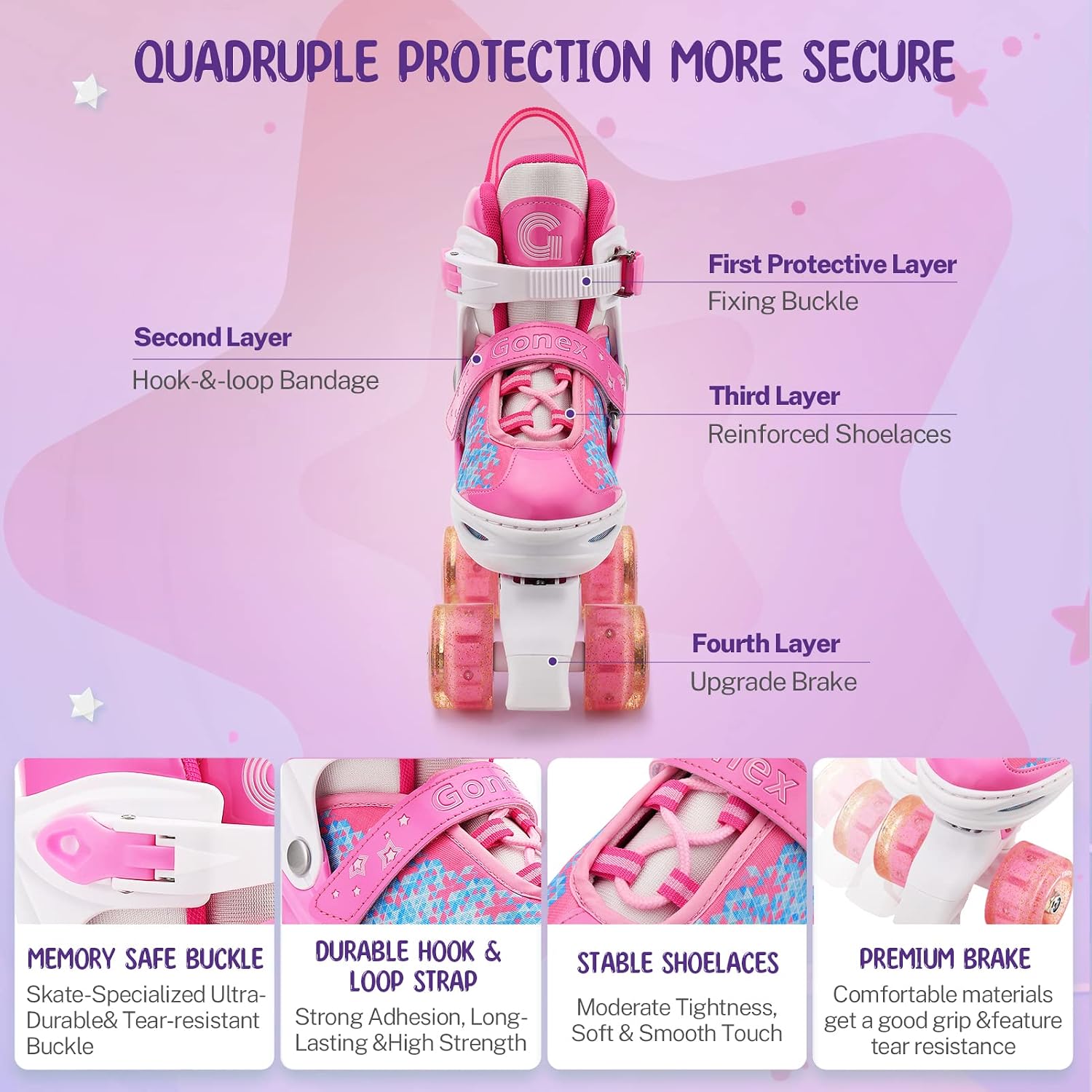 Gonex Roller Skates for Girls Kids Women with Light-Up Wheels