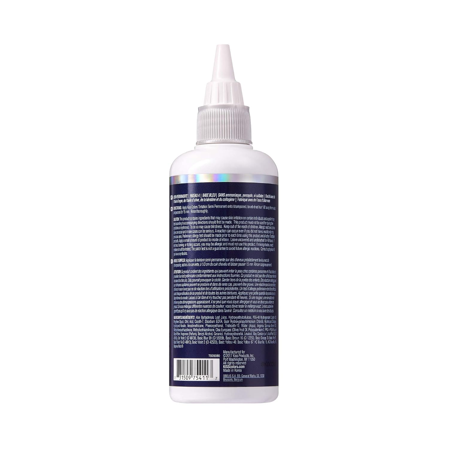 Red by Kiss Tintation Semi-Permanent Hair Color, Aloe Vera Water Based, Argan Oil, Olive Oil, Collagen & Keratin, Long-Lasting Color Dye (Honey Brown, 5 Fl Oz)