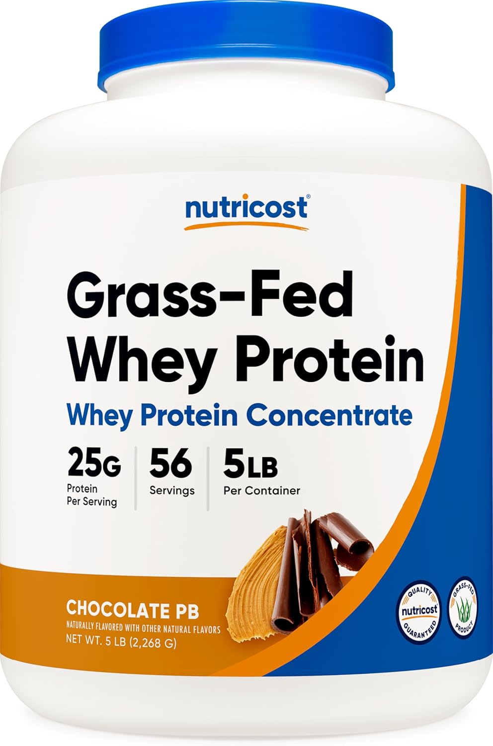 Nutricost Grass-Fed Whey Protein Concentrate (Unflavored) 2LBS | Undenatured, GMO-Free, Gluten Free, Natural Flavors