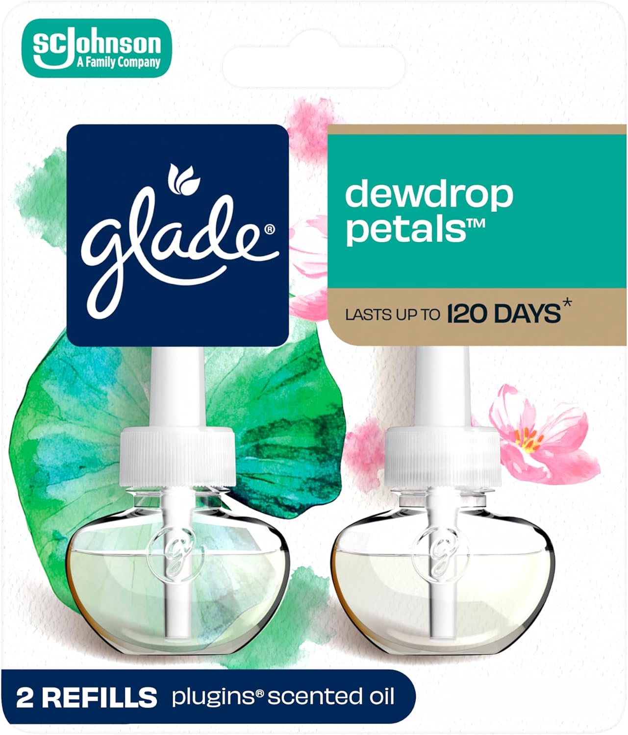 Glade PlugIns Refills Air Freshener, Scented and Essential Oils for Home and Bathroom, Tranquil Lavender & Aloe, 1.34 Fl Oz, 2 Count