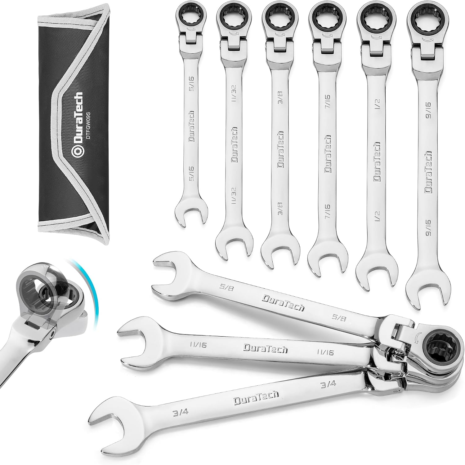 DURATECH 22-Piece Ratcheting Wrench Set, Combination Wrench Set, Metric&SAE