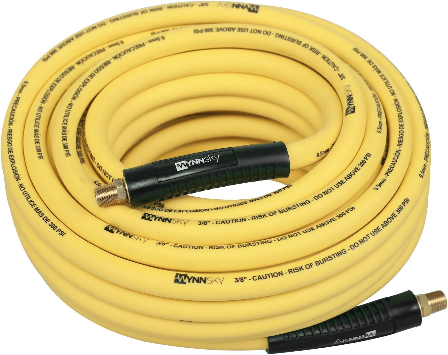 3/8" Hybrid Air Hose 50ft 1/4" MNPT Air Compressor Hose Heavy Duty Lightweight Hybrid and Bend Restrictor Fittings