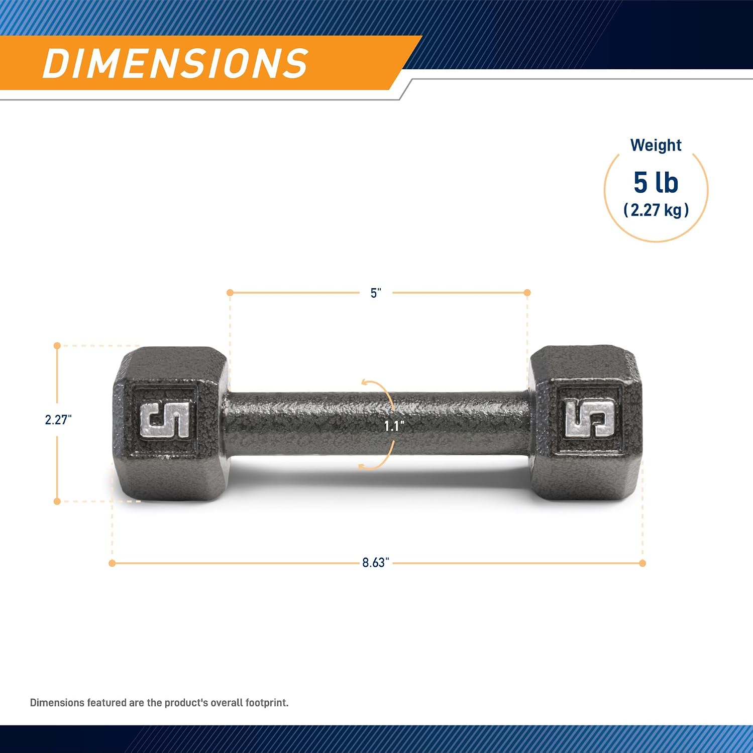 Marcy Cast Iron Hex Dumbbells Collection - Available size from 3-lb to 100-lb, SOLD INDIVIDUALLY