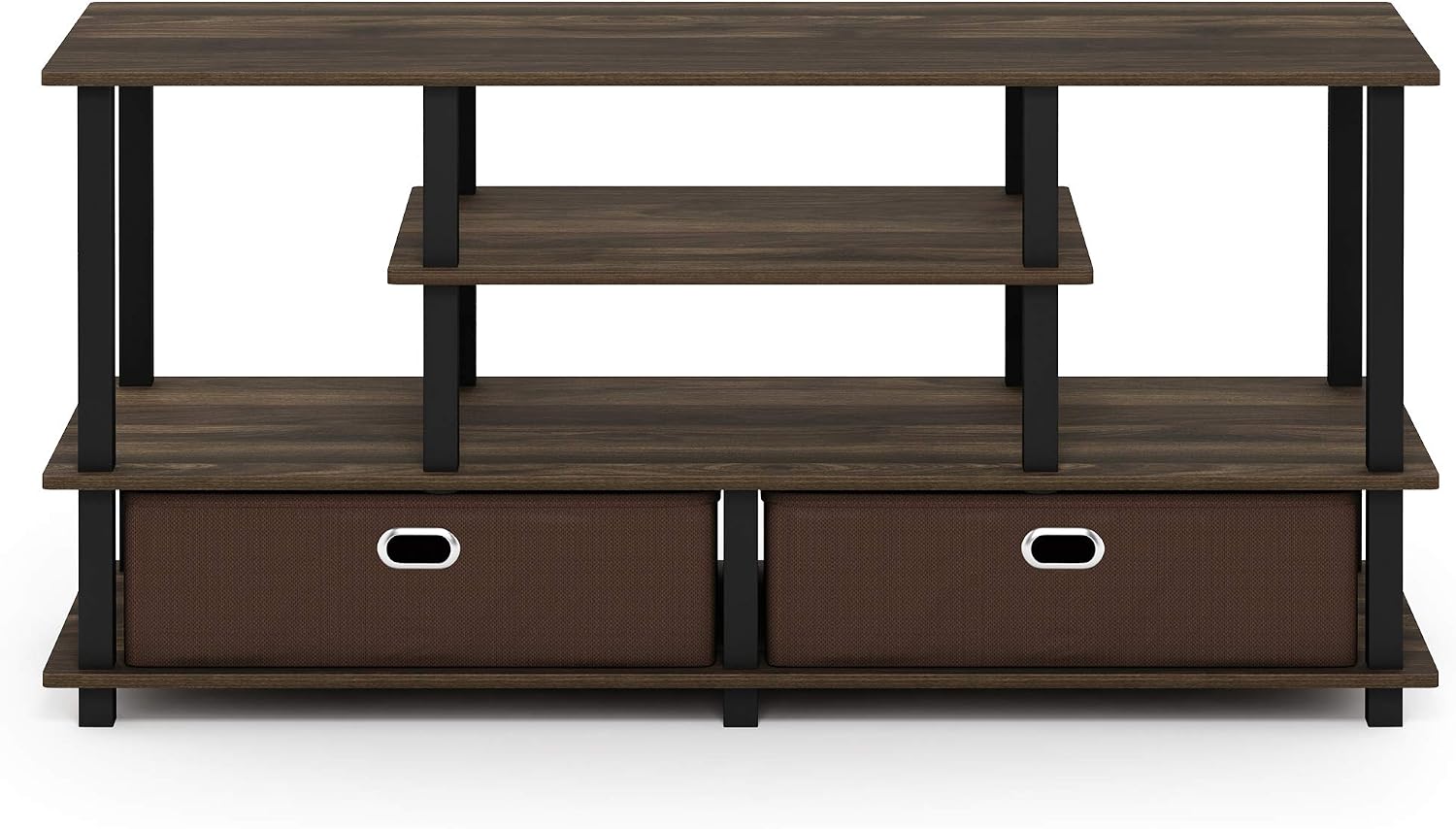 Furinno Moretti 3-Tier Metal Frame TV Stand, French Oak Grey
