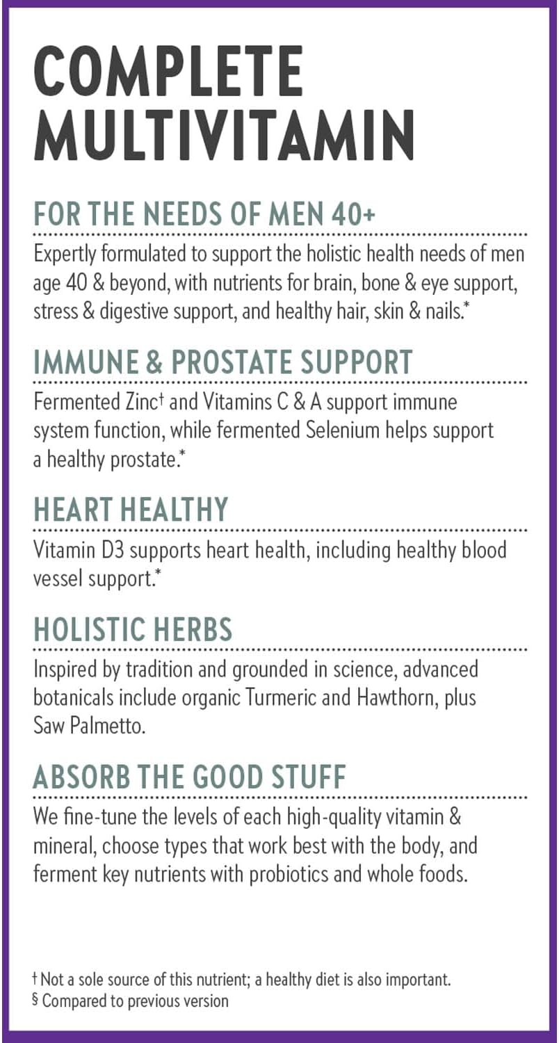 New Chapter One Daily Every Man's Multivitamin 40+ - Offers Eyesight, Immune System & Cellular Energy Support* - Contains Vitamin C, Saw Palmetto & More - Gluten Free & Vegetarian - 96 Tablets