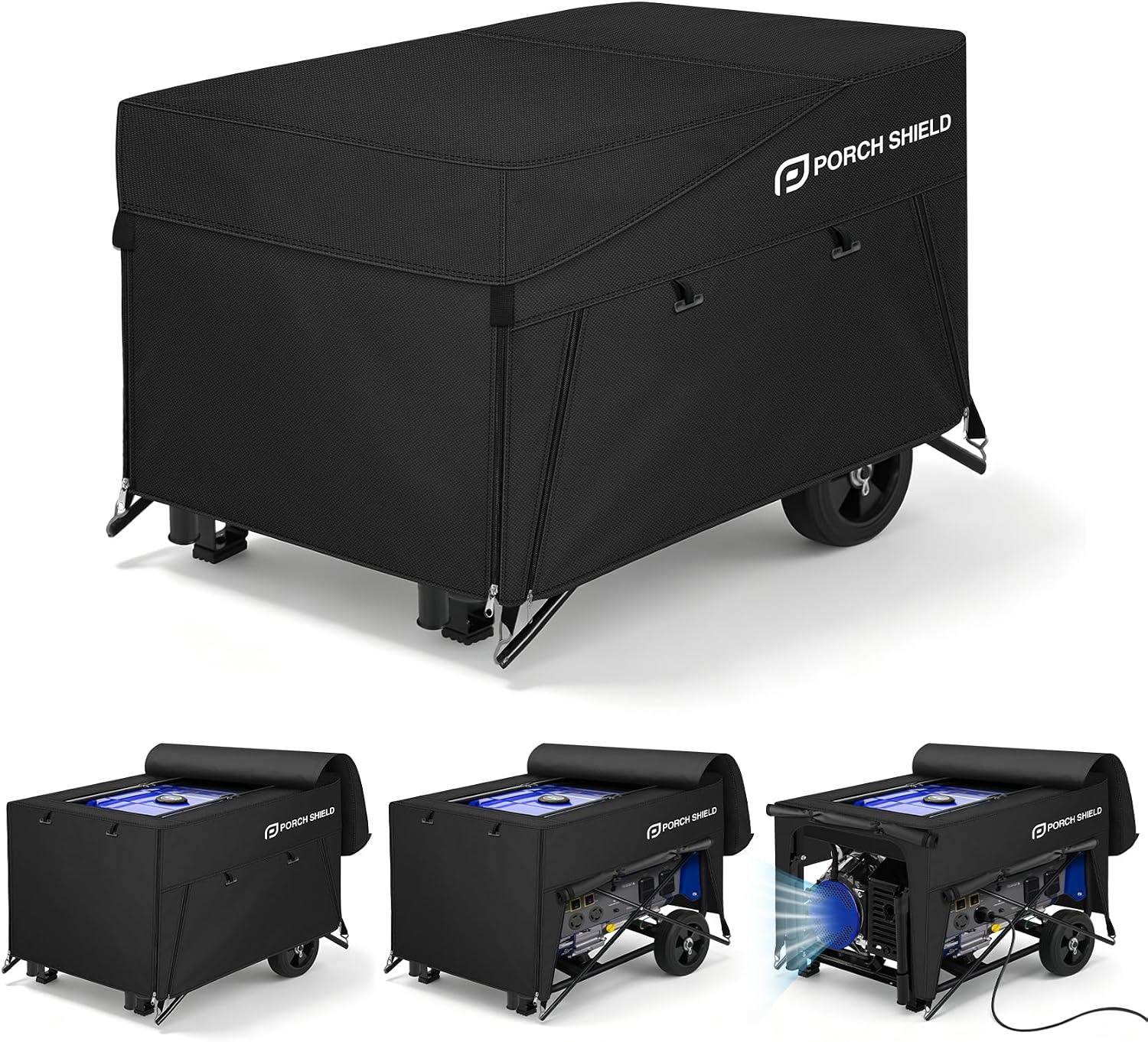 Porch Shield Waterproof Universal Generator Cover 32 x 24 x 24 inch - for Most Generators 5000-10000 Watt, Black