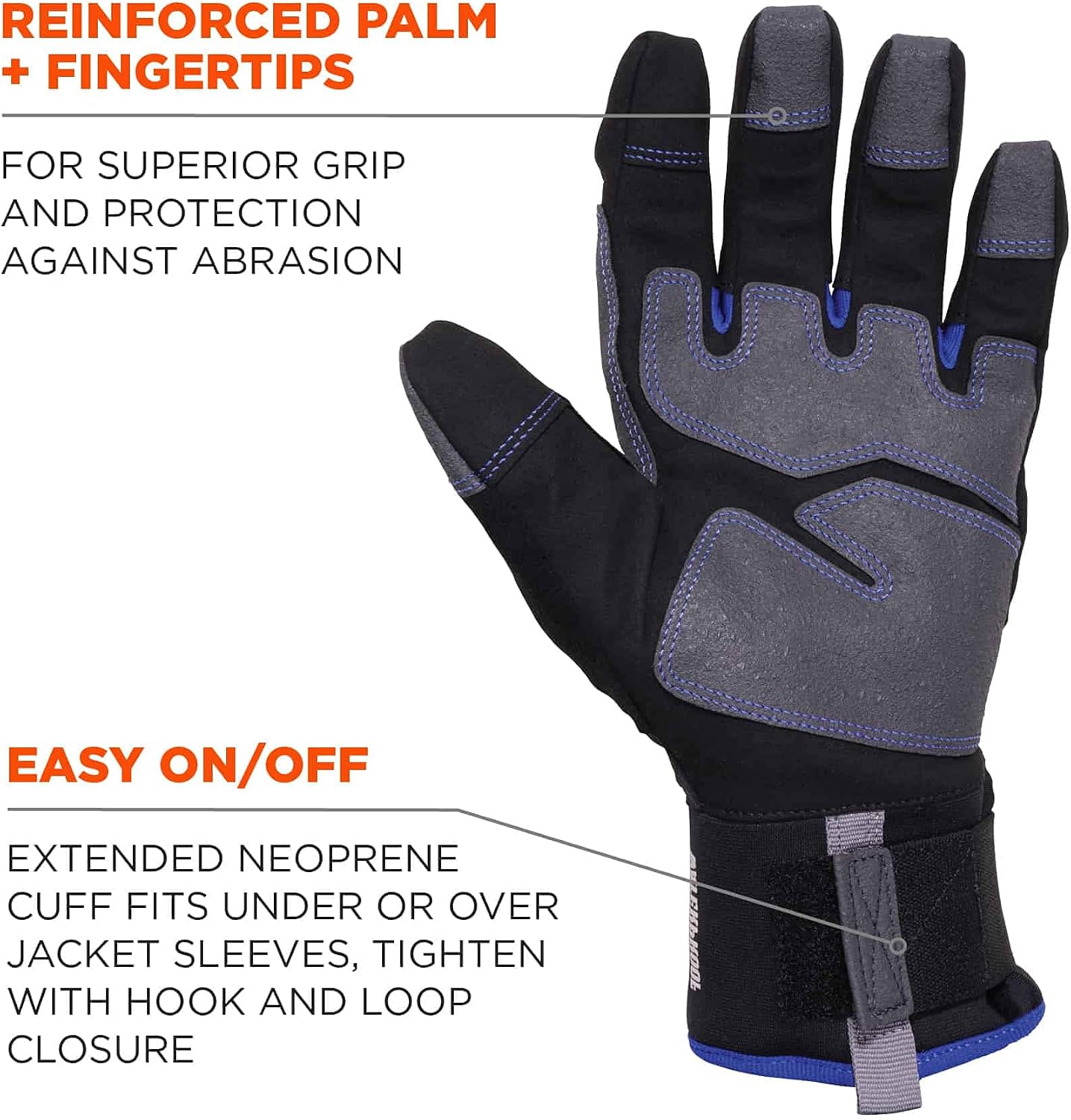 Ergodyne unisex adult Reinforced Thermal Waterproof Winter Work Gloves, Black, Large Pack of 1 US