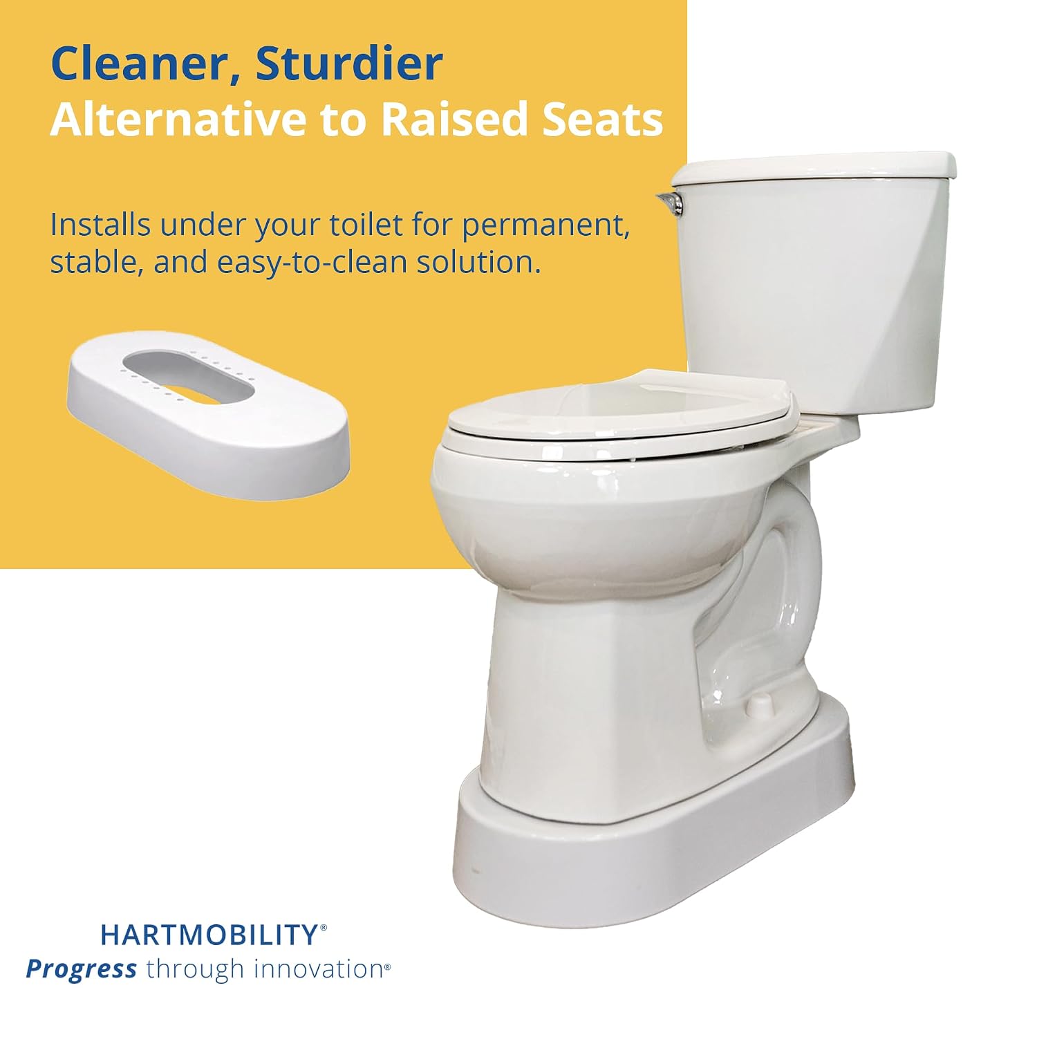 Toilet Base Riser 500 lb Capacity 3.5" High Raised Toilet Seat - Toilet Base Plate, Elevated Toilet Seat, Toilet Seat Risers for Seniors