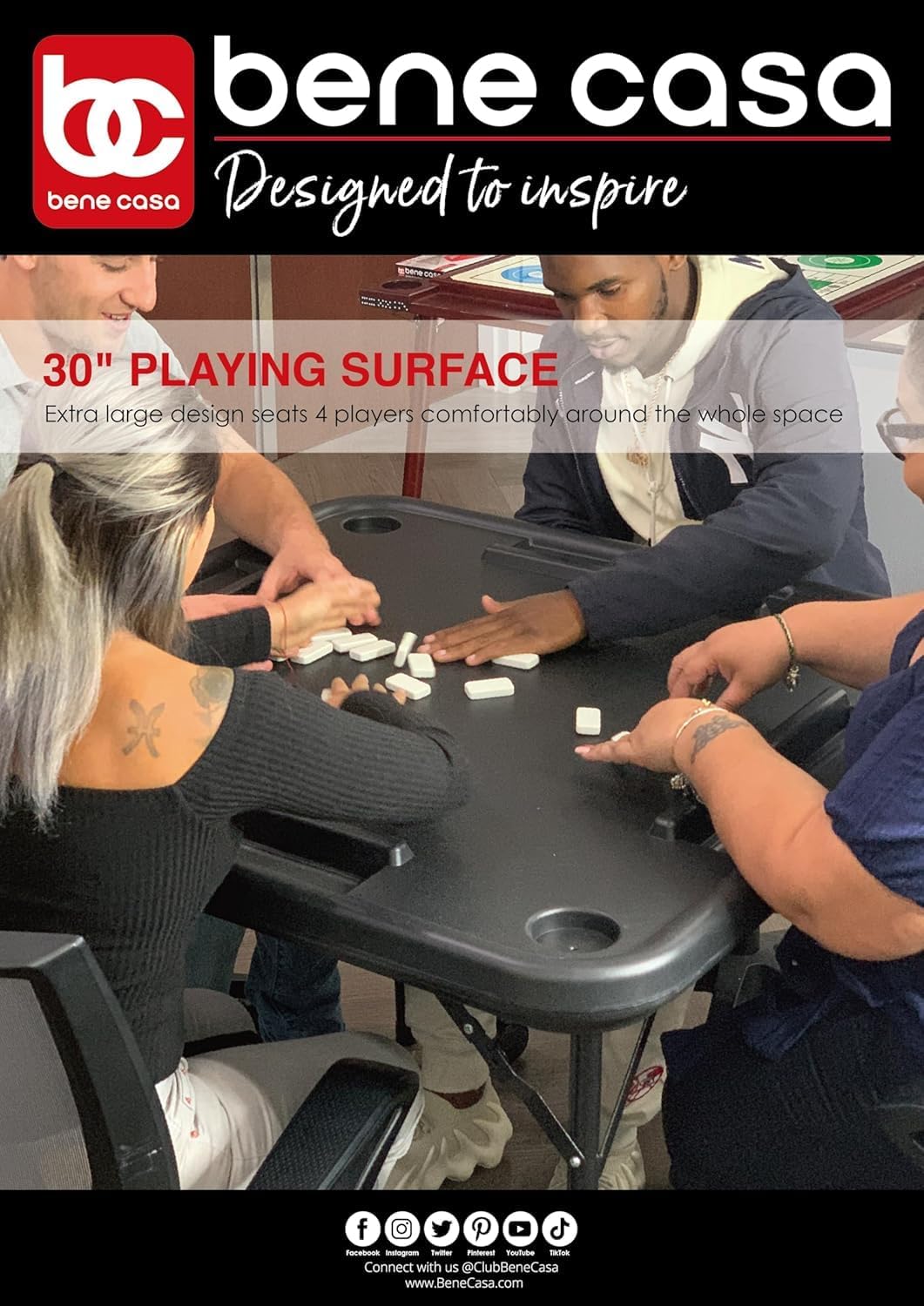 Benecasa Blow Mold Domino Game Table