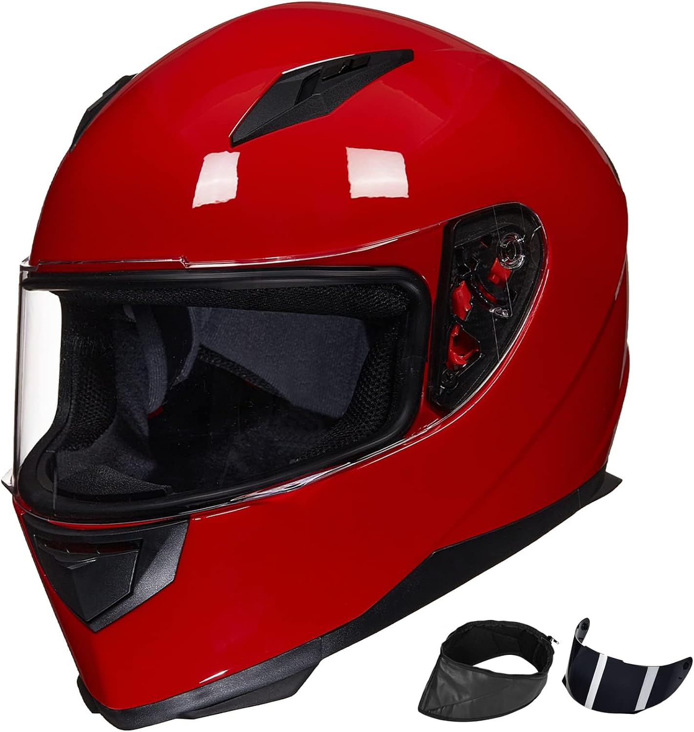 ILM Full Face Motorcycle Street Bike Helmet with Removable Winter Neck Scarf + 2 Visors DOT Model ILM-313