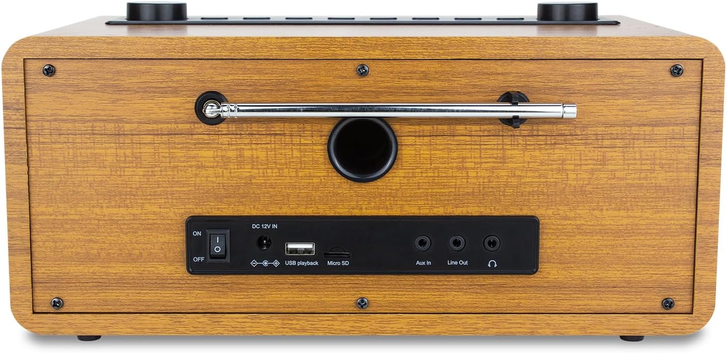 Ocean Digital WR-860 FM Wi-Fi Internet Radio with Stereo Speakers, Alarm Clock, Sleep Timer, Line Out, Aux in, Stress Relief, Relaxation and Sleep Aid
