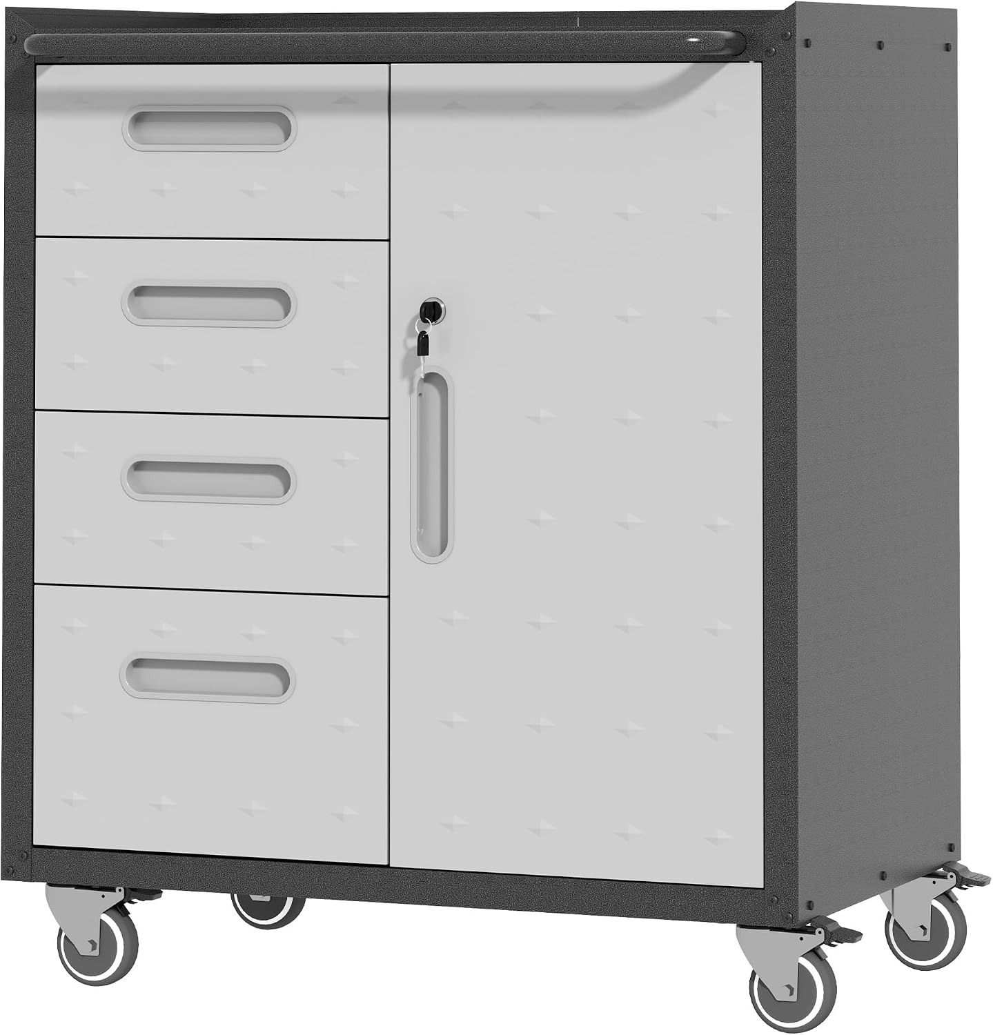 Metal Storage Cabinet for Garage, Tool Cabinet, Utility Cabinet | Wheeled, Rolling Tool Cabinet, 6 Drawers, Top Countertop, Pegboard, Assembly Required, Black