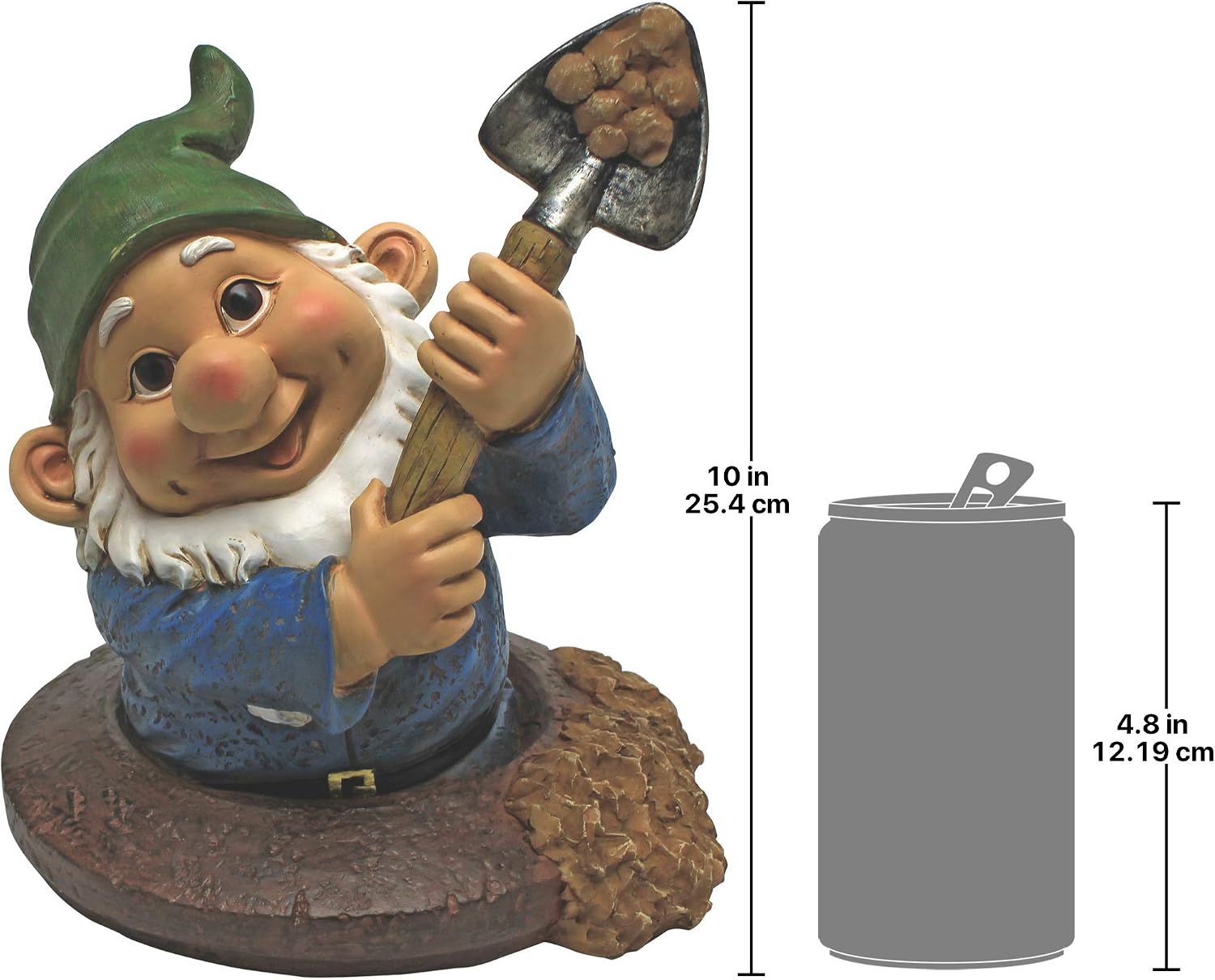 Design Toscano Garden Gnome Statue - Digger The Gnome - Outdoor Garden Gnomes - Funny Lawn Gnome Statues