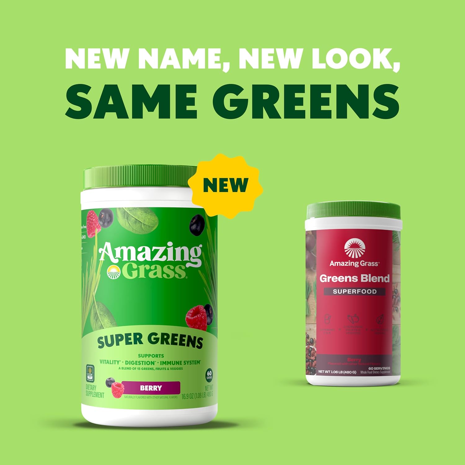Amazing Grass Super Greens Powder Original, 60 Servings, 16.9 oz | Organic Greens Superfood Powder with Spirulina, Beet Root, Probiotics & Digestive Enzymes to Support Digestion