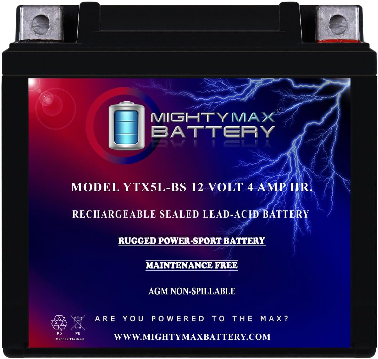 Mighty Max Battery YTX5L-BS Battery for Polaris 90 Predator, Sportsman, Outlaw 03-14